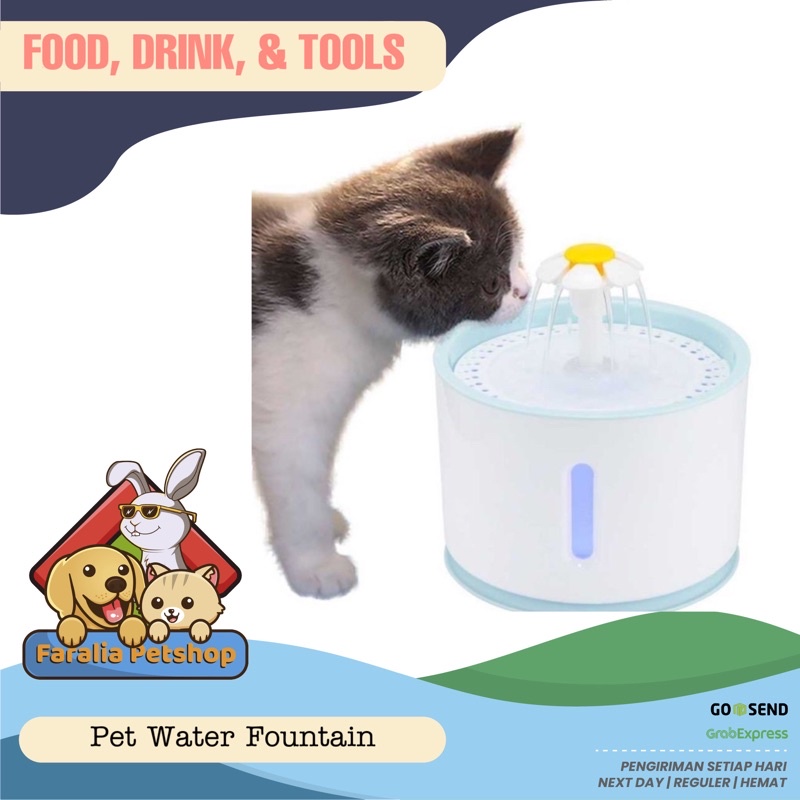 Pet Water Dispenser Fountain Tempat Minum Anjing Kucing Otomatis Saringan Air 2.4L