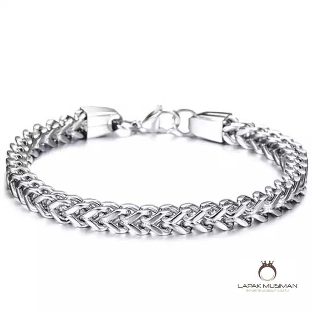 [Bayar di Tempat] Gelang Pria Macho Titanium Keren Model Cuba Link