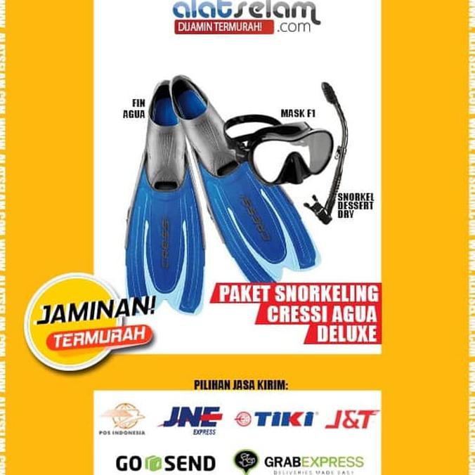 Supplier snorkling alat snorkling✿ Alat Snorkling Set/Paket Snorkeling Full Foot Fin Cressi Agua -