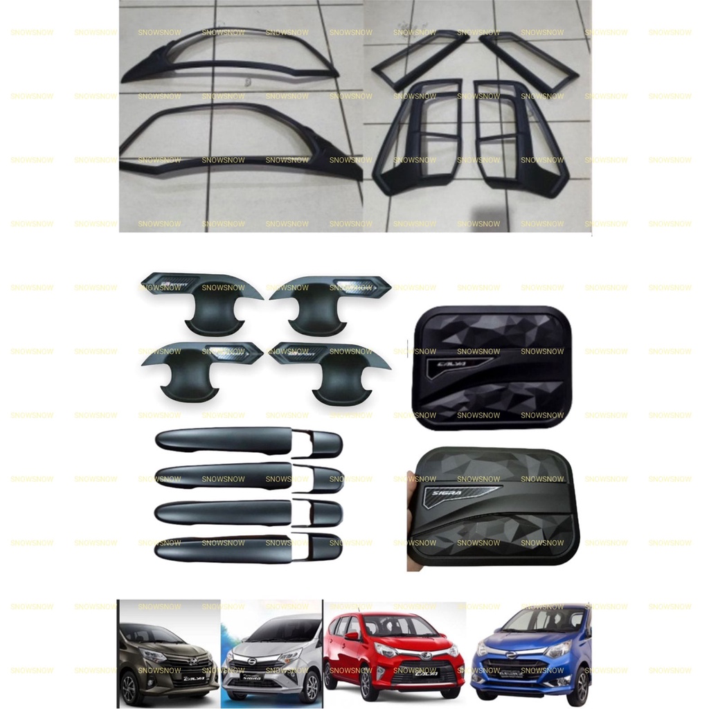 Paket Garnish Depan Belakang Outer handle Tank Cover Calya Sigra 2016 2021 Up GR Sport Hitam