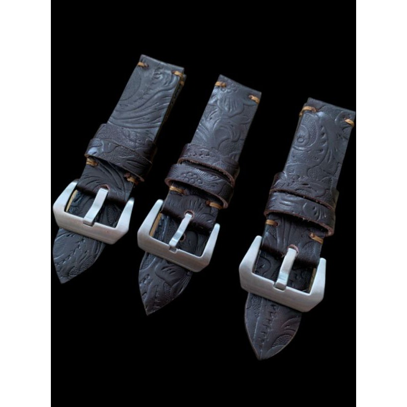 Strap Tali Jam Tangan Kulit Sapi Asli Coklat Motif