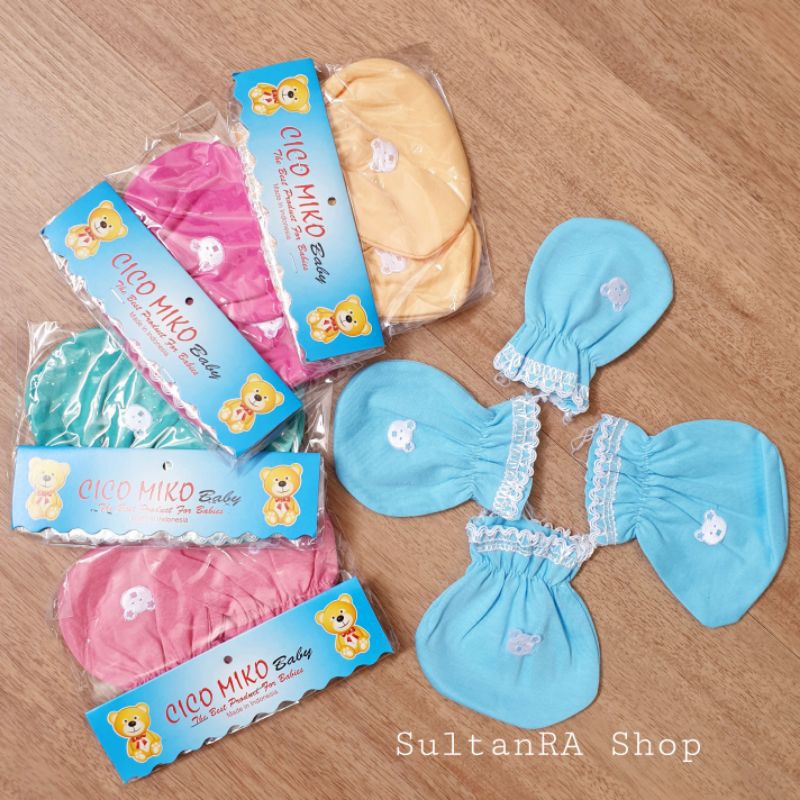 Sarung Tangan Set Kaki Bayi CICO MIKO Tangan Model KERUT / RIP (1 Set Atau 3 Set) Bayi Newborn