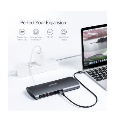 Type-C to HUB ORICO hdtv vga rj45 mini display port audio Pd usb Tf Sd 12in1 Multi-Function CDH-X1M