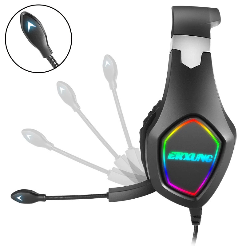 ERXUNG Gaming Headphone Headset Super Bass RGB LED with Mic - J20 - Black