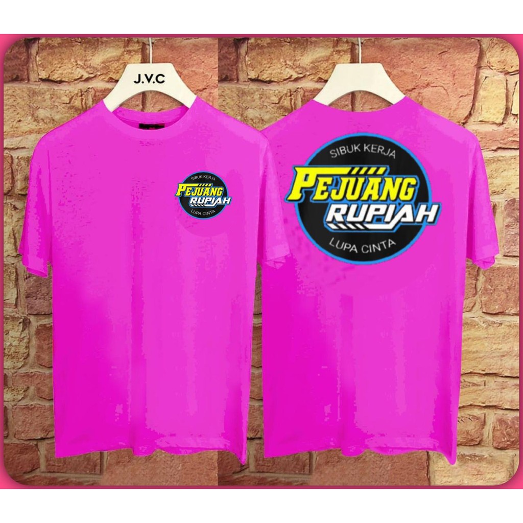  KAOS  DISTRO  PEJUANG RUPIAH PINK  C0151 KAOS  PRIA GUDANG 