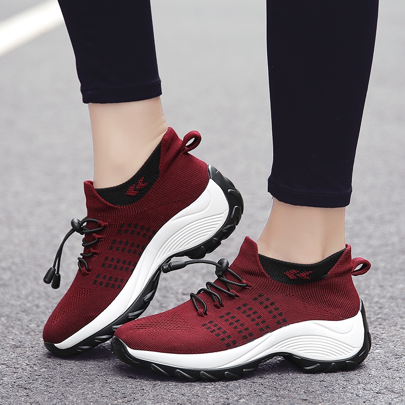 Sepatu Wanita Kets Sneakers Casual Santai Korea Tali Import Cewek FlyKnit Bernapas Olahraga Kekinian Terbaru 031