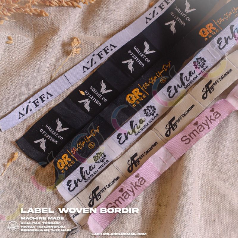 3×5woven Damsk/label baju/label baju/label gamis/woven Damsk