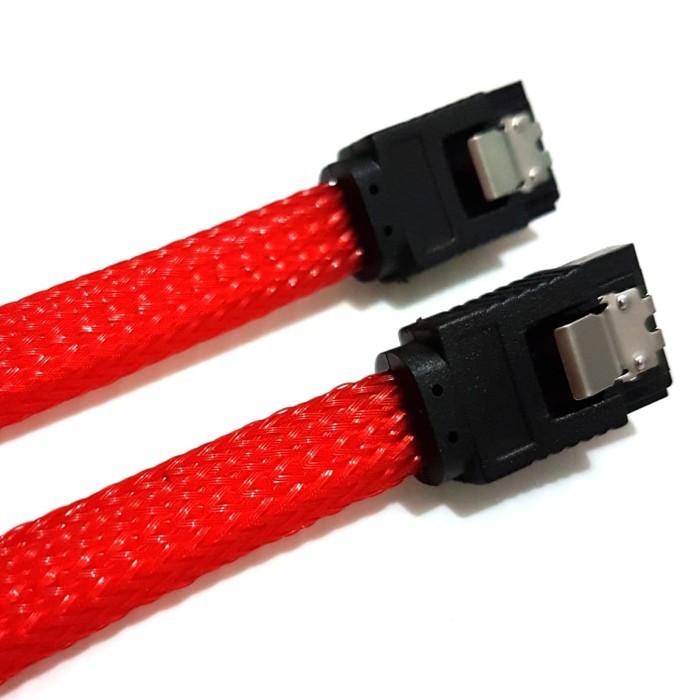 Kabel Sata Data 3 sleeved lurus Merah Red 6gpbs hdd ssd cable harddisk