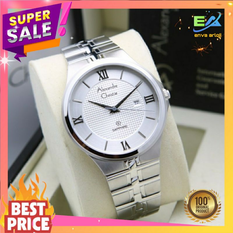 JAM TANGAN ALEXANDER CHRISTIE PRIA AC 8541 SAPPHIRE ORIGINAL TERBARU MURAH ORI ANALOG STAINLESS NEW