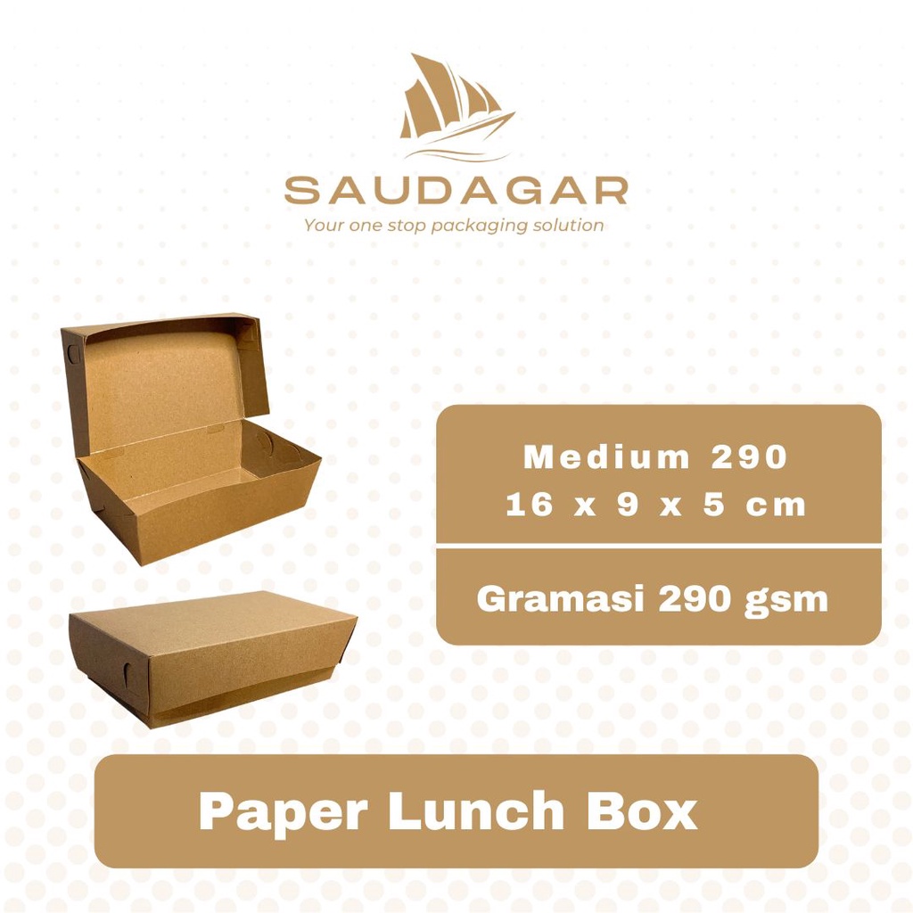 Lunch box paper kraft laminasi / kotak makan take away MEDIUM