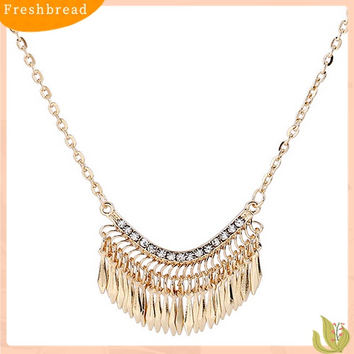 [TERLARIS]Women's Golden Color Tassels Pendent Rhinestone Choker Long Chain Party Necklace