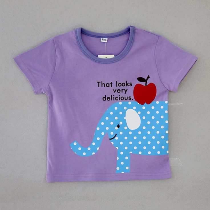 Atasan Kaos Anak Cewek Elephant Apple T-Shirt