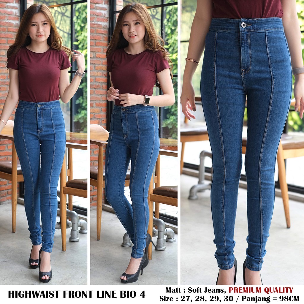 HW TULANG SNOW / HW FRONT LINE / HIGHWAIST JEANS WANITA