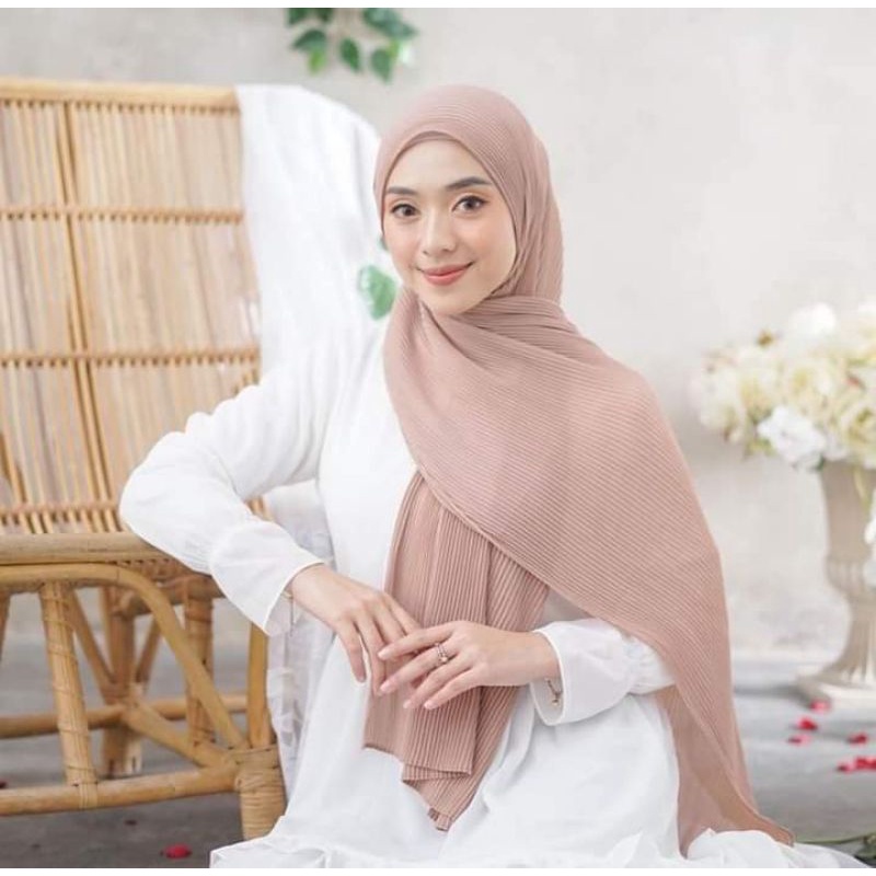 Hijab Pashmina Plisket-Hijab Full Plisket-Hijab Terlaris-COD Seluruh Indonesia
