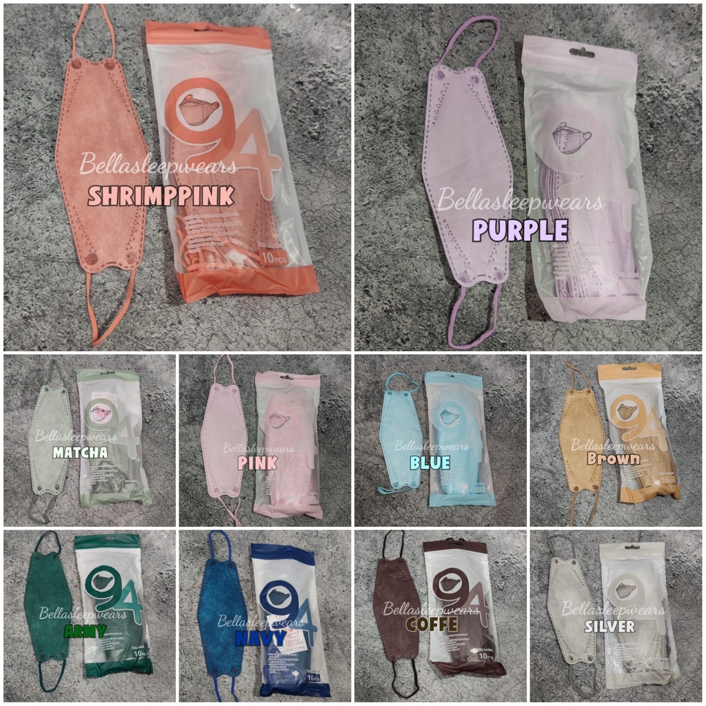 NEW PACK 94 KOREA DISPO - MASKER KF94 FISH MASK KOREA WARNA 4PLY TALI SENADA