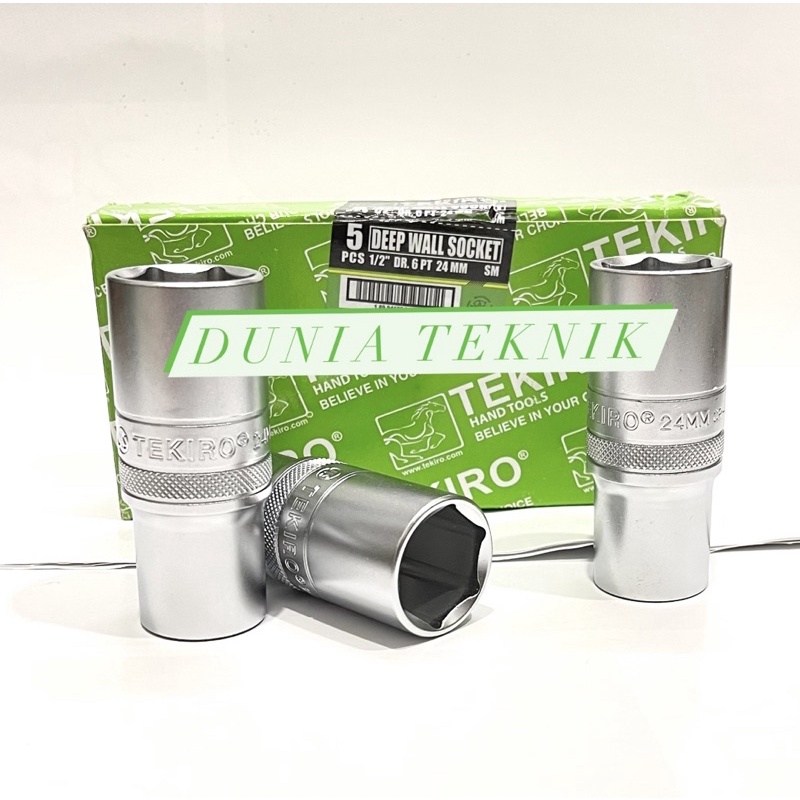 TEKIRO Deep Wall Socket 24 mm Mata Kunci Sok Panjang 24 mm 1/2” 6 PT Mata Sok Panjang Mata Shock Soc
