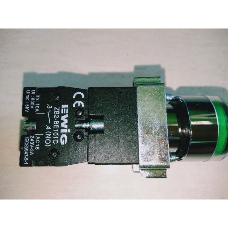 push button lamp LED /illuminate 24vdc EWIG 22mm XB2-BW3361 Hijau (1NO).