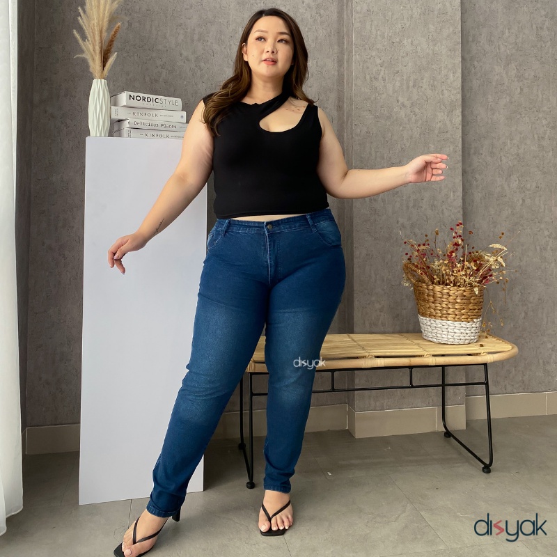 DISYAK-JUMBO High Waist Skinny Jeans Raven 0014-0414