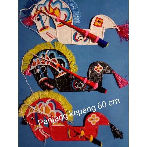 PAKET baju reog, celana 3,4 &amp; 5 tahun, kepang 60 cm, cambuk, kuda lumping,  baju reog