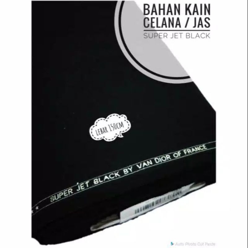 Kain wool bahan jas celana super jet black