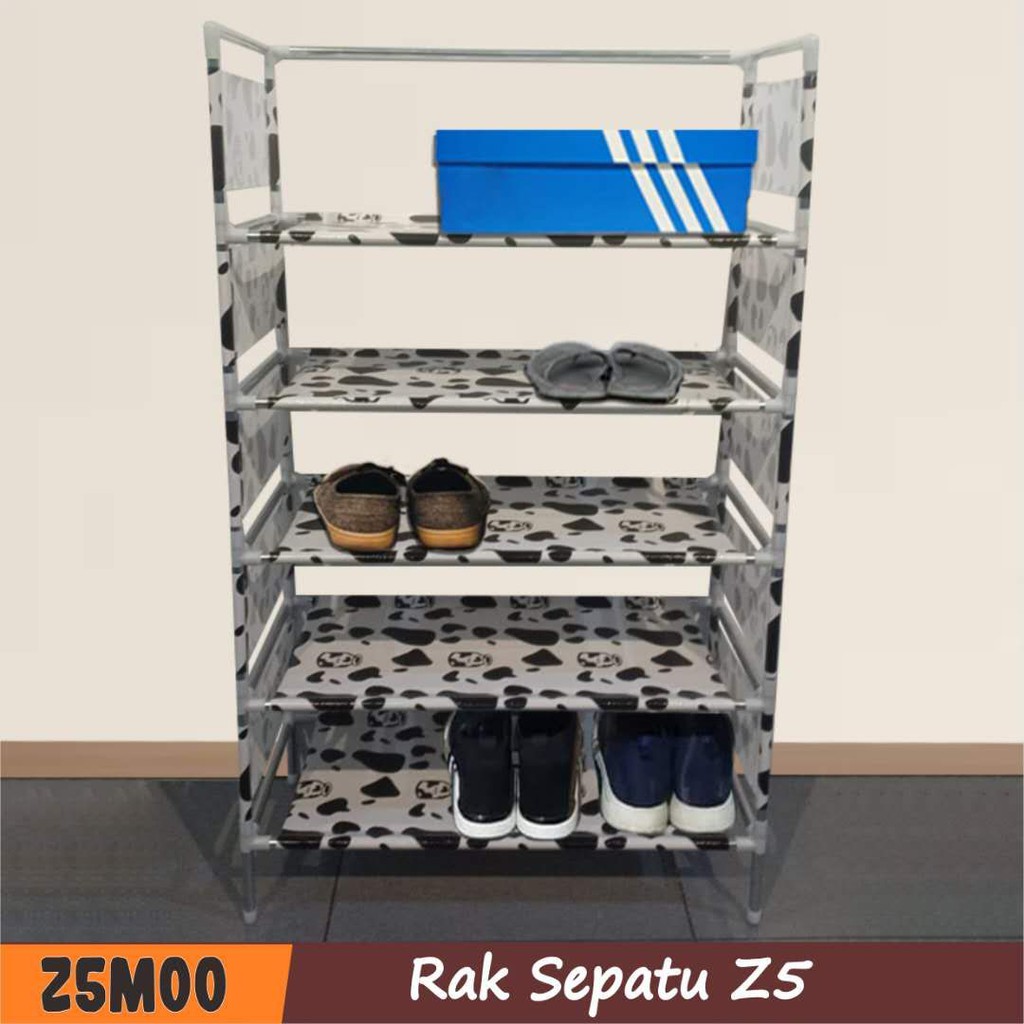 COD Rak Sepatu 5 Susun / Tempat Sepatu Sendal 5 Tingkat Portable Shoes Rack Rangka Besi Kuat murah