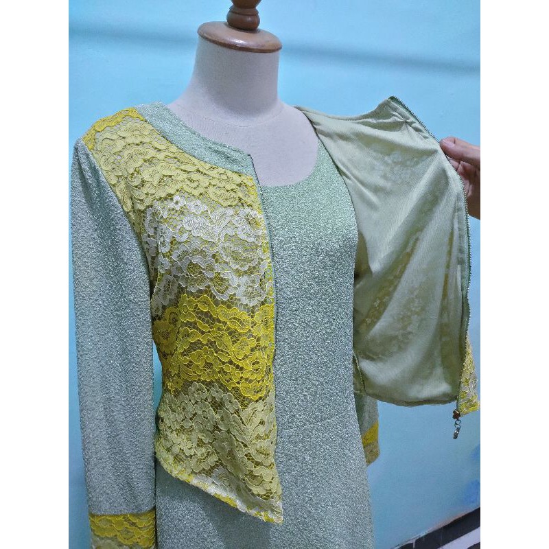 Dress / Baju Muslim Wanita Kombinasi Brokat