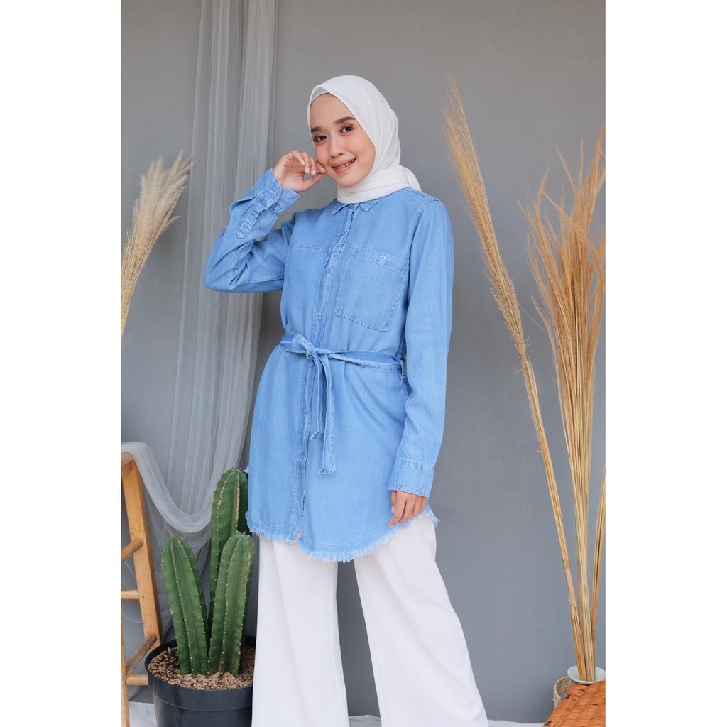 Tunik Denim Wanita TS39 Baju Formal  Baju Kantor