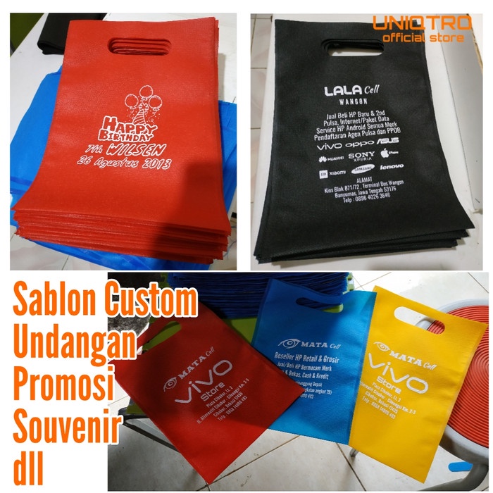 NEW Goodie Bag Bisa Sablon Oval 20x30, Tas Spunbond, Tas Souvenir - Putih