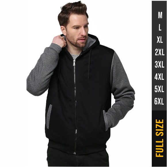 JAKET PRIA OVERSIZE HOODIE RAGLAN HITAM BIG SIZE JAKET PRIA JUMBO