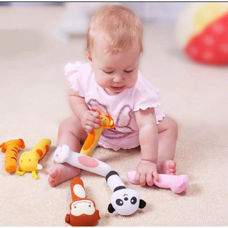 Mainan Rattle BONEKA ANIMAL PLUSHIE DOLL BUNYI bahan Lembut