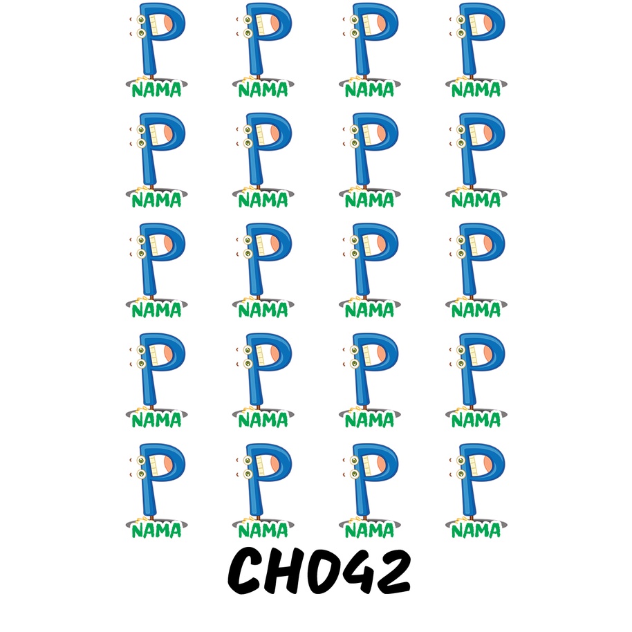 

Sticker Nama Cutting Label Waterproof Tahan Air Huruf 42 (CH042)