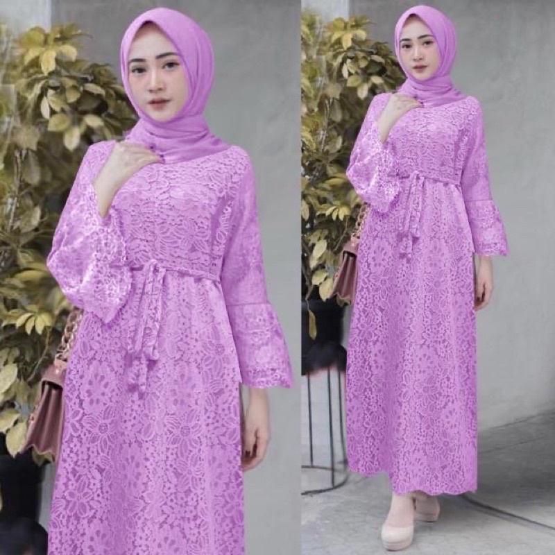Gamis Yasina Baju Muslim Gamis Brukat Premium Gamis Pesta Nikahan Gamis Seragaman (Ukuran L,XL,XXL,X
