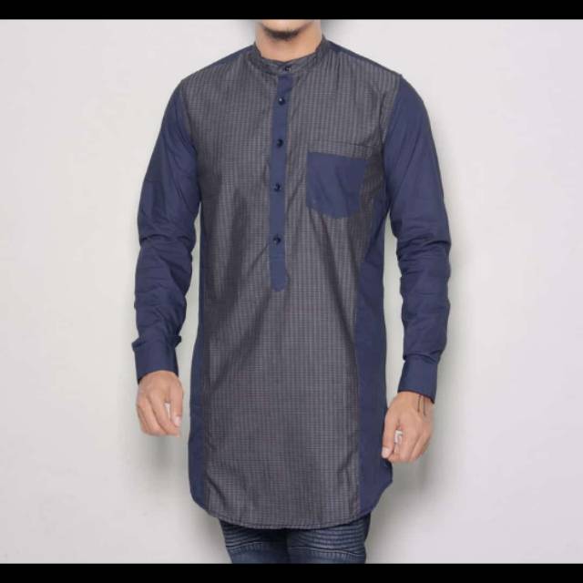 Gamis navy motif salur