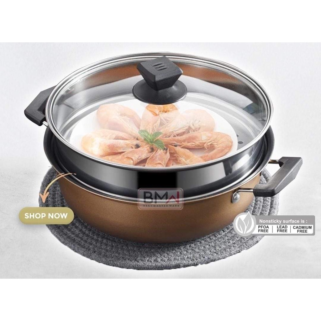 [ BISA COD ] BMW Kitchen Ware - Panci Kukus / Steamer Soup Pot Stainless Steel Warna Panci steamerr 28cm