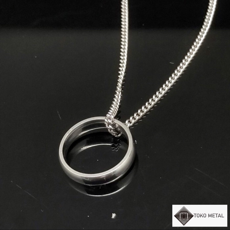 Kalung Titanium Model Rantai Liontin Cincin Anti Karat Dm 3 mm [Toko Metal]