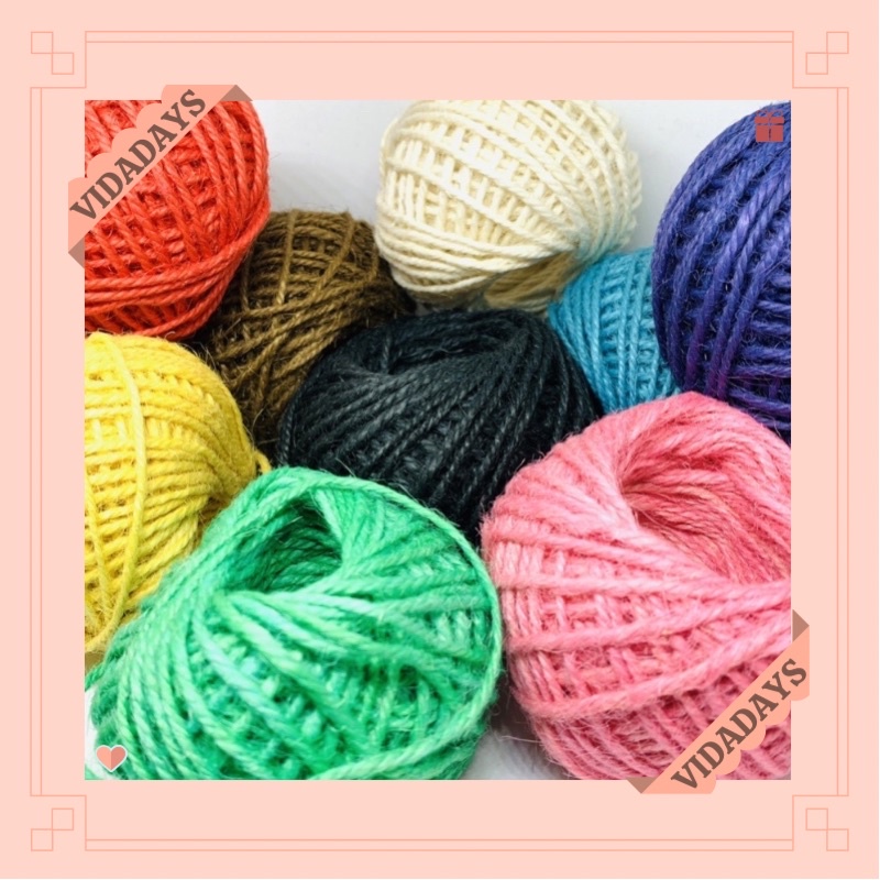 

VIDADAYS 1 Rol Tali Rami / Goni Warna Warni - Peralatan Kreatif Edukasi Kerajinan Tangan Tali Rami Warna Warni 3 ply 2mm / Hemp Rope Full Warna/ Tali Pita Kado