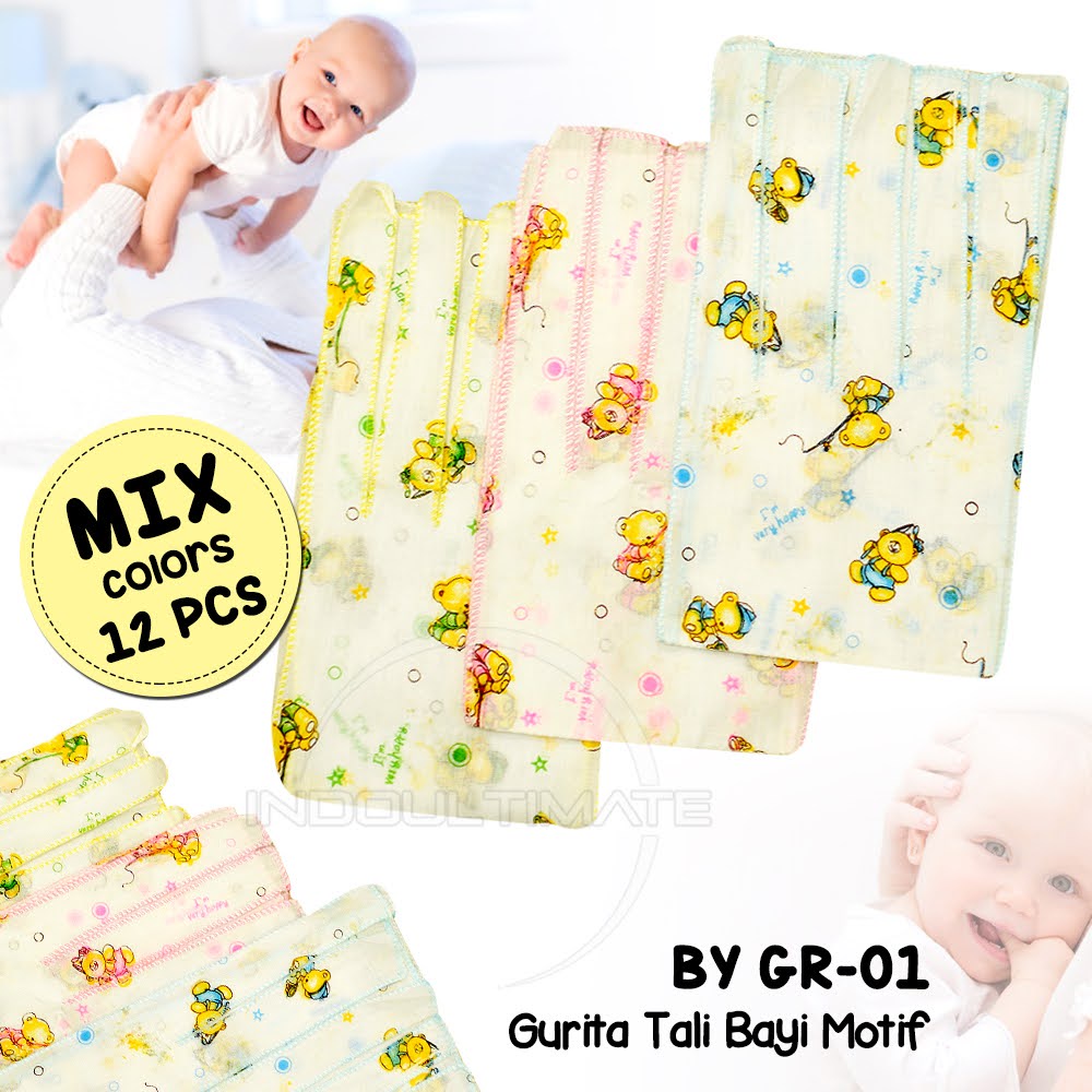 12 PCS Gurita Bayi Gurita Tali GR-01 Pakaian Grito Baru Lahir Baby New Born Gurita Ikat - MIX COLOUR