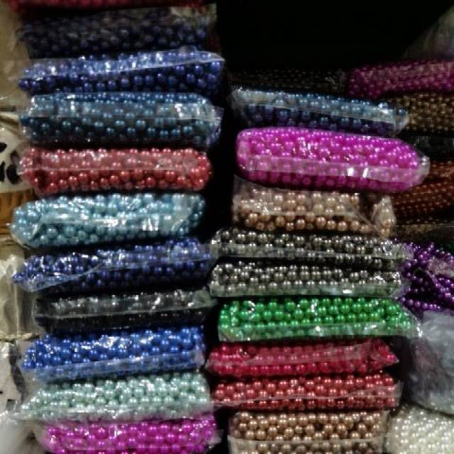 MUTIARA TINDIK WARNA 8 DAN 6 MM KUALITAS AA ECERAN PER 50 GRAM AKSESORIS BAJU ( BAGIAN 1 )