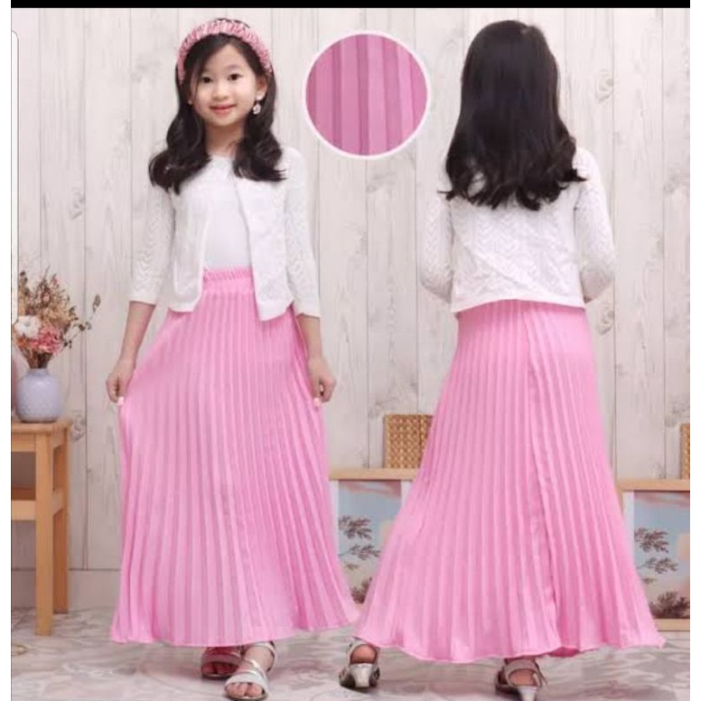 Rok plisket anak Premium Klok besar / Rok prisket anak Premium pom pom / Rok anak plisket Premium