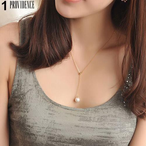 [Bayar Di Tempat]Adjustable Faux Pearl Pendant Kalung Selangka Rantai