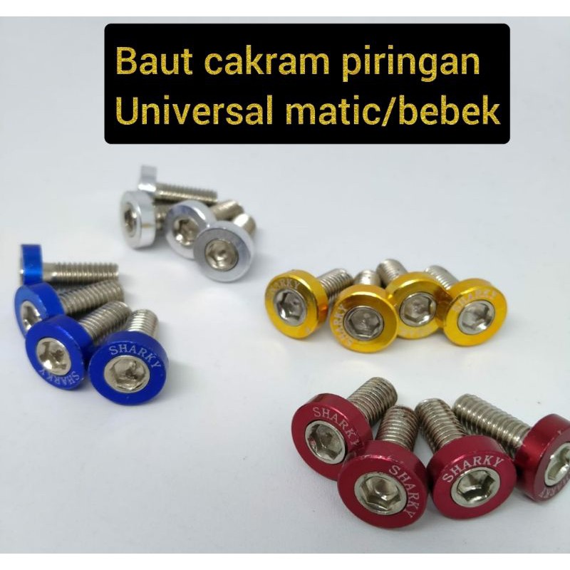 Baut Piringan Cakram Warna Monel  Cnc Universal  Motor Honda Yamaha Supra Jupiter Pcx-4Biji