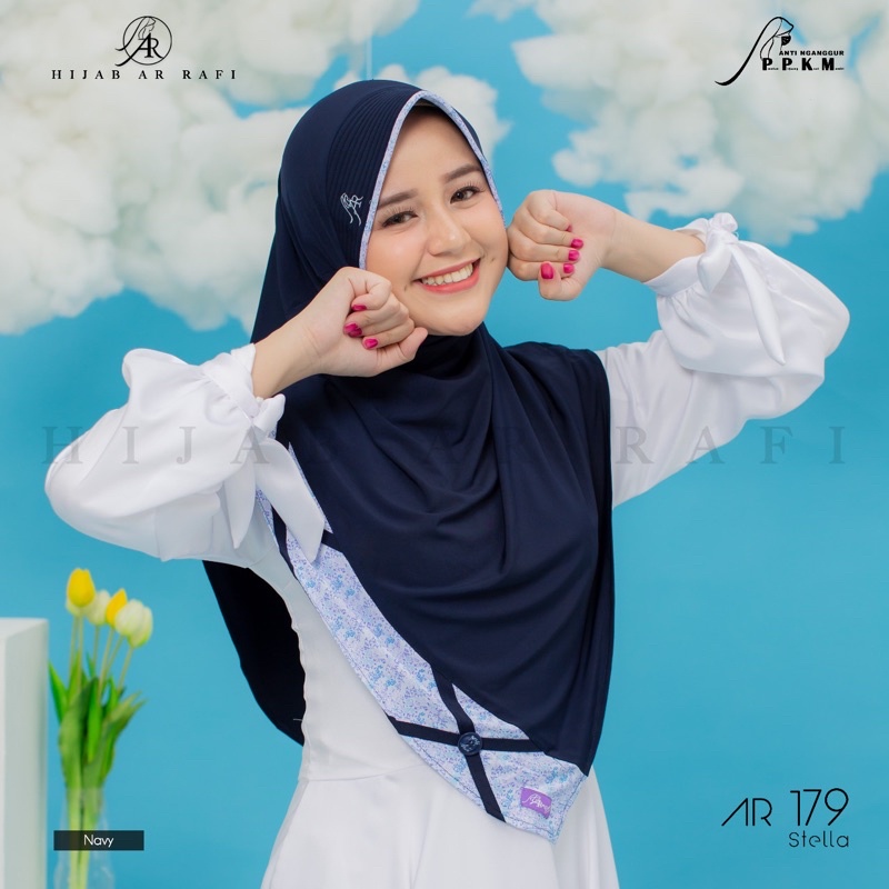 Hijab arrafi AR 179 hijab instan || INAYAHHIJAB-Navy