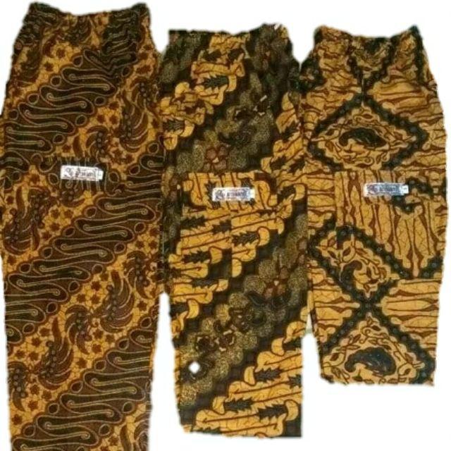 Celana Batik boim anak dan dewasa pria wanita-coklat kuning
