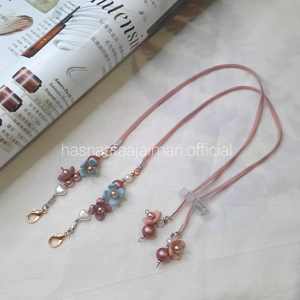 (Pink) Strap Masker 2in1 Tali Masker Hijab Konektor Masker Kalung Masker Strap Strap Masker Aestheti