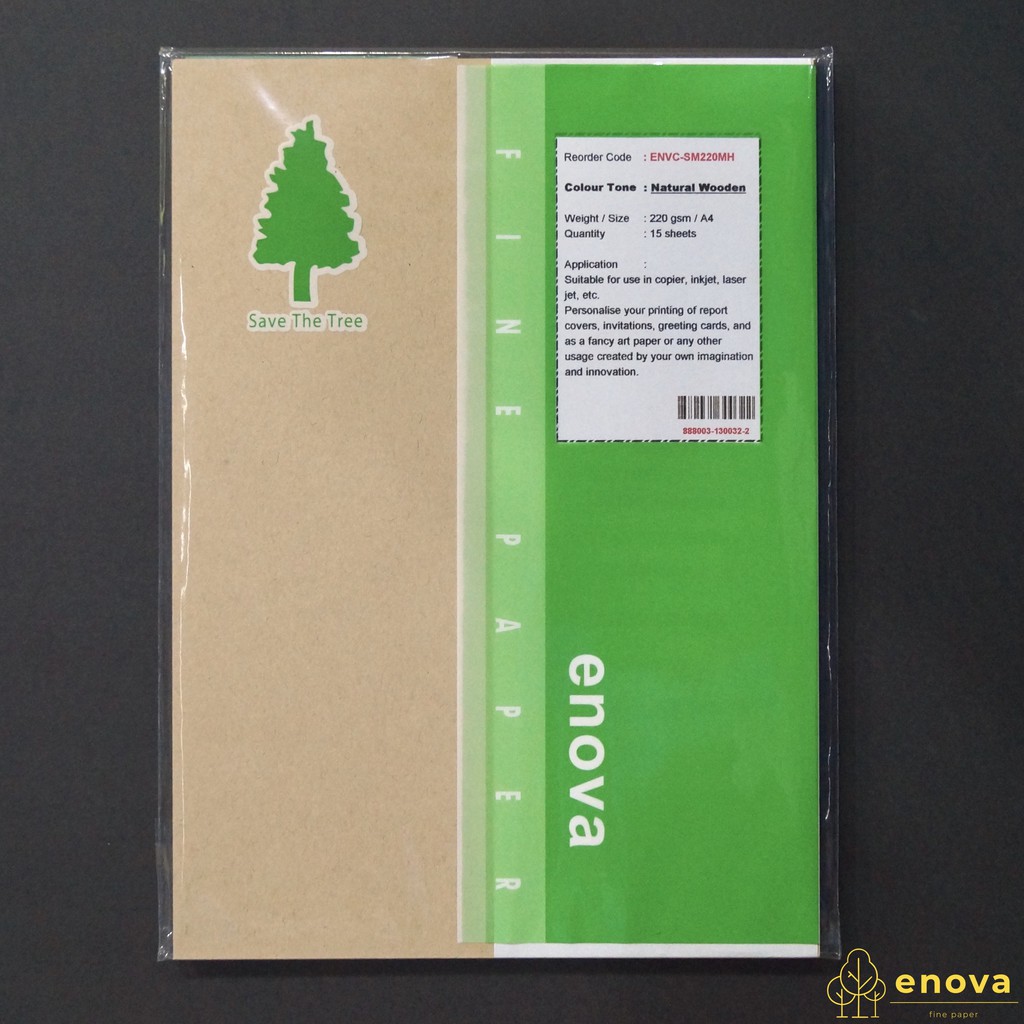 

Fancy Art Paper ENOVA | Natural Wooden | A4 220GSM (Cokelat Kayu)