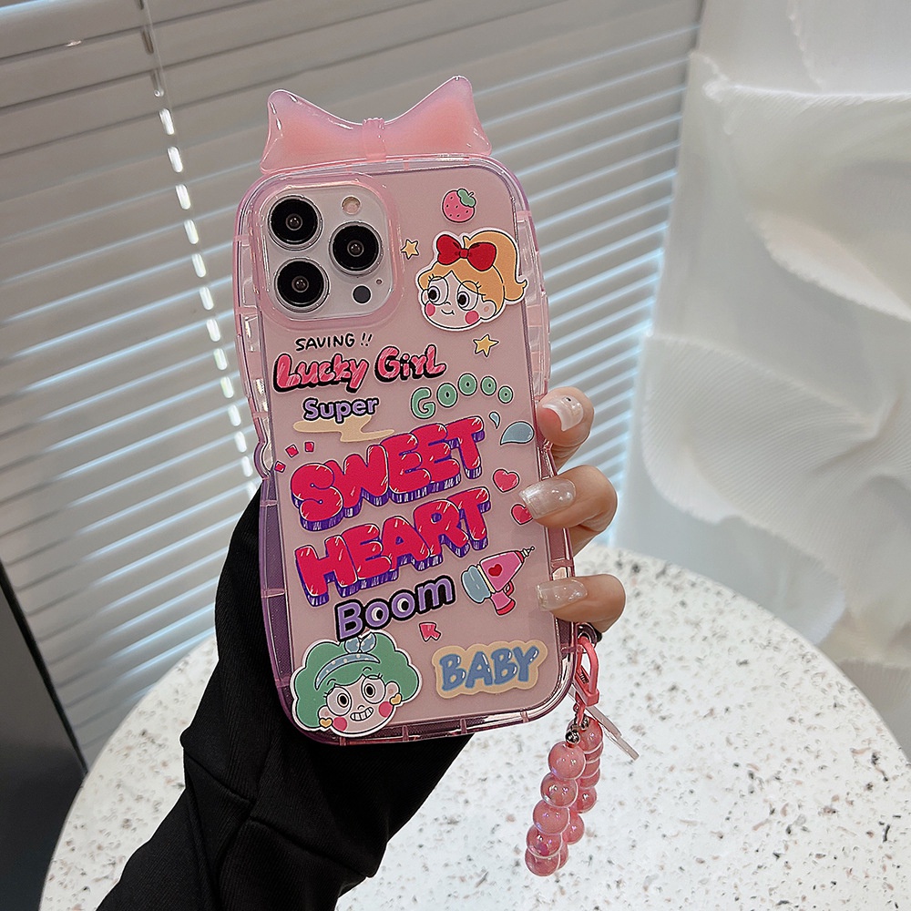 Ins Casing iPhone 14 14pro 14max 14prm 13 13pro 13prm 11 7Plus 8Plus Xr XS Max 12pro Max Motif Pink