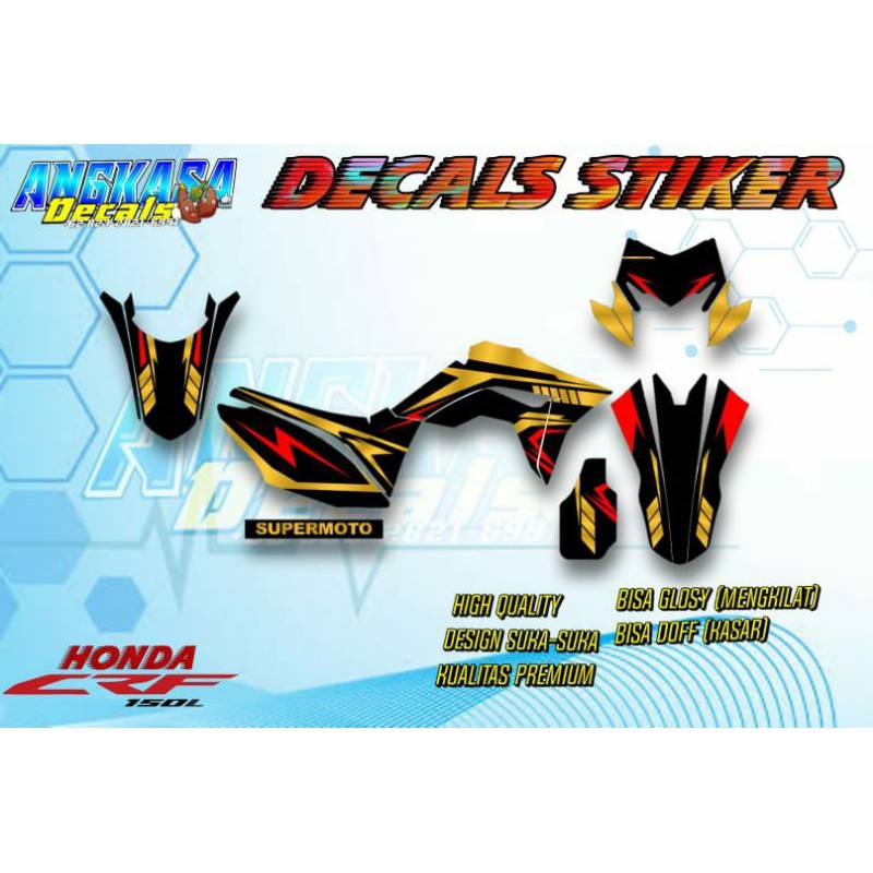 DECAL STIKER STICKER CRF 150/250 HITAM GOLD