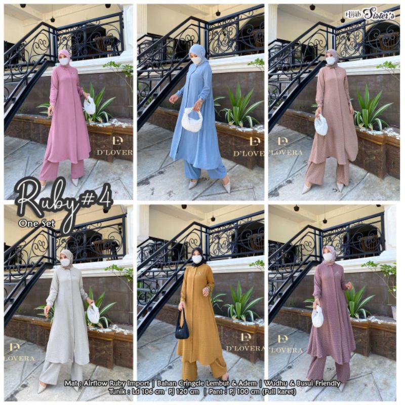 SETELAN TUNIK + KULOT CRINKLE IMPORT PREMIUM RUBY #4 BY D'LOVERA HIJAB SISTER