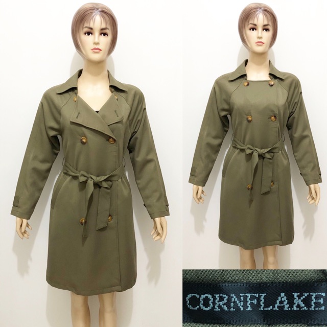 Cornflake army green long trench coat / jacket blazer coat jaket