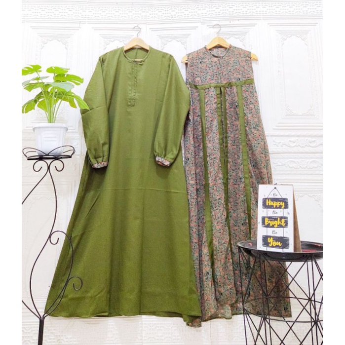 Gamis 2in1 Azzella Set || Realpict (COD Bayar Ditempat)